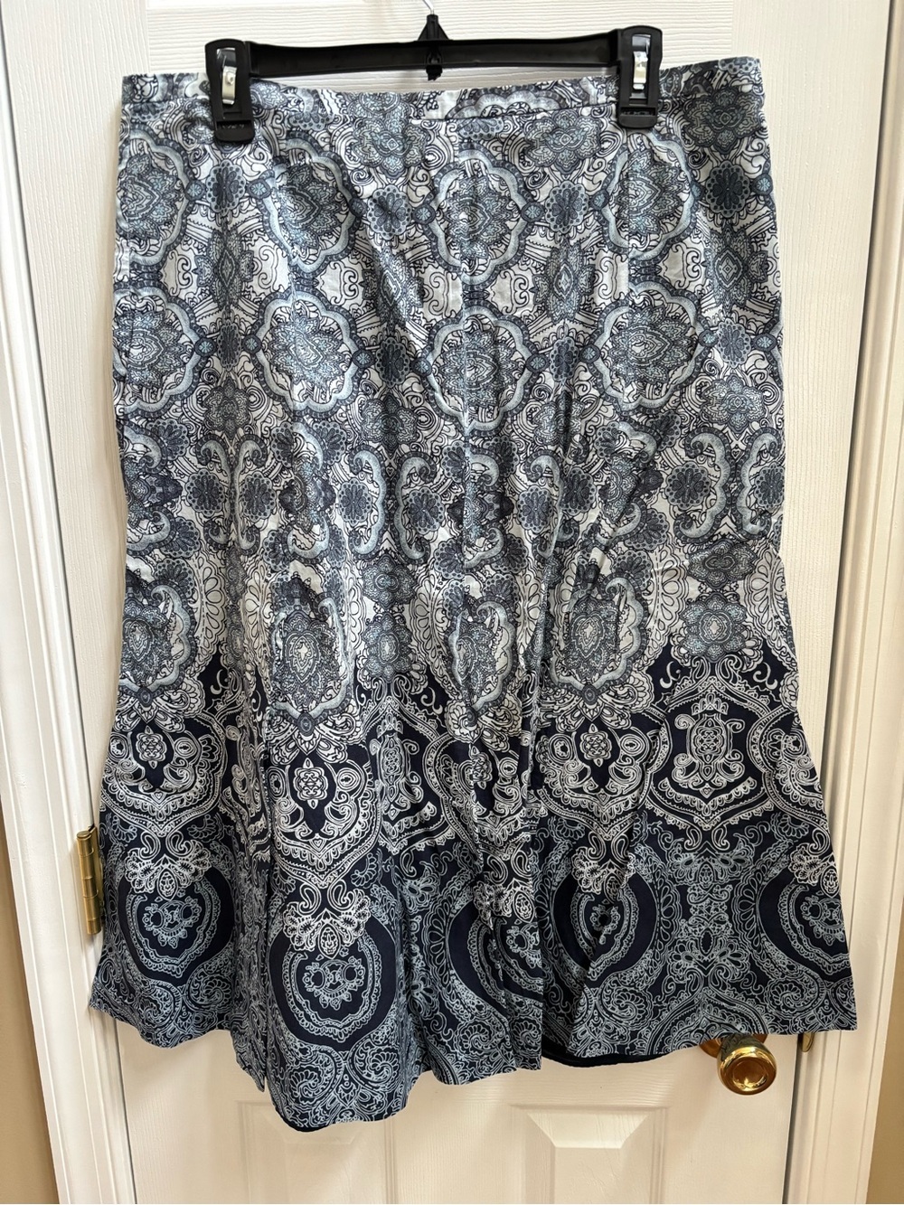 Liz & Co Classic Navy Paisley A-Line Skirt, Size 14, NWOT